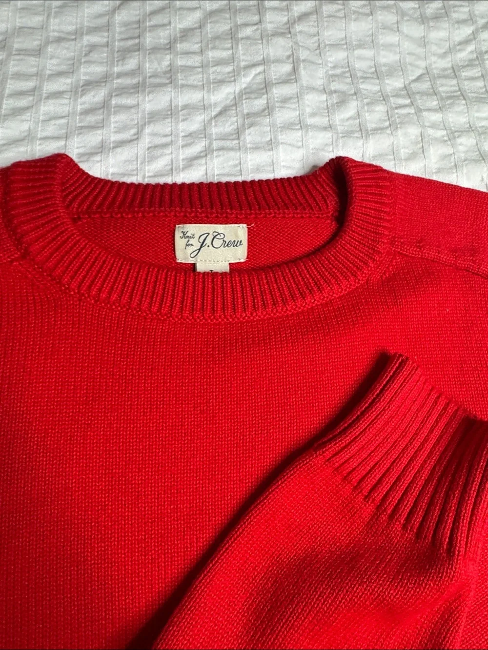 J. Crew Red Crewneck Sweater - Men's Classic Knit 100% Cotton